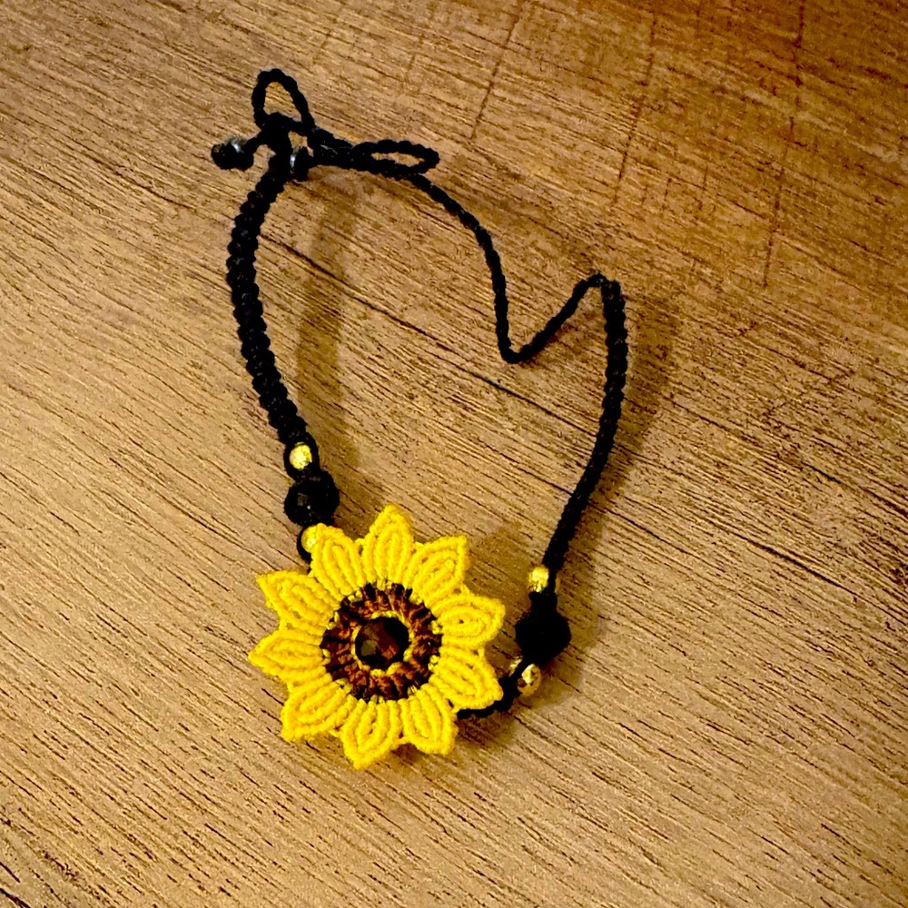 Crochet handmade sunflower bracelet